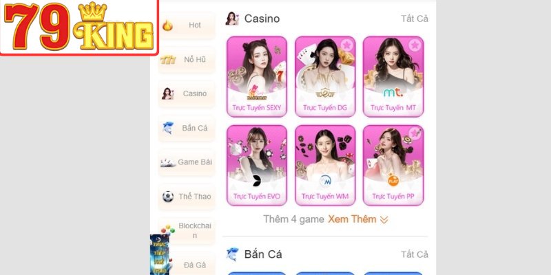 Toàn cảnh sảnh Casino 79King hiện đại