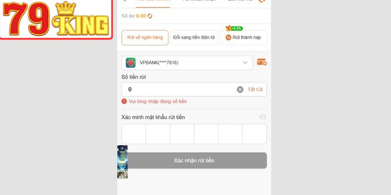 Tân binh cần nhớ gì khi rút tiền 79King?